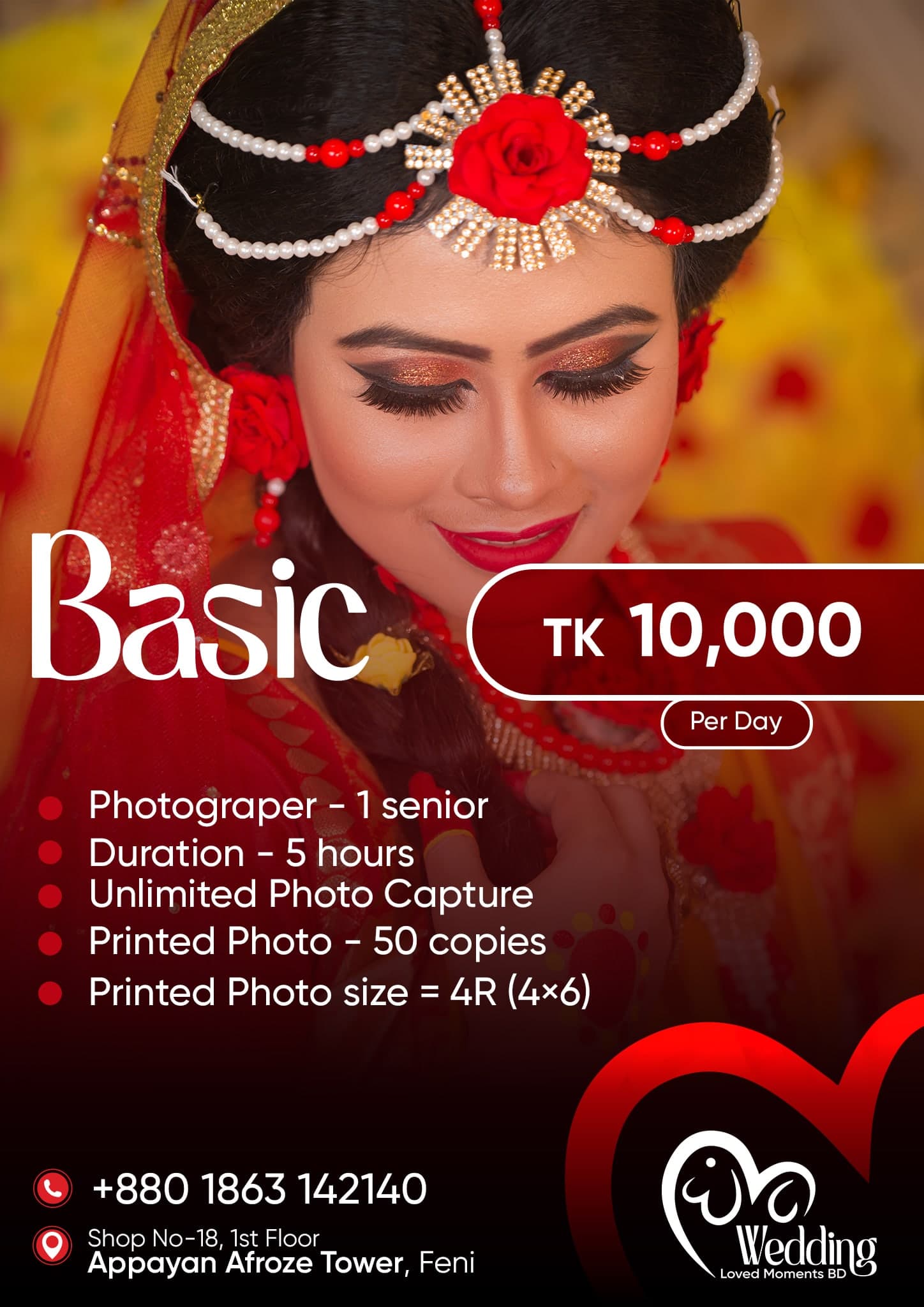 Basic package — TK 10,000 per day. Full details printed on the image.